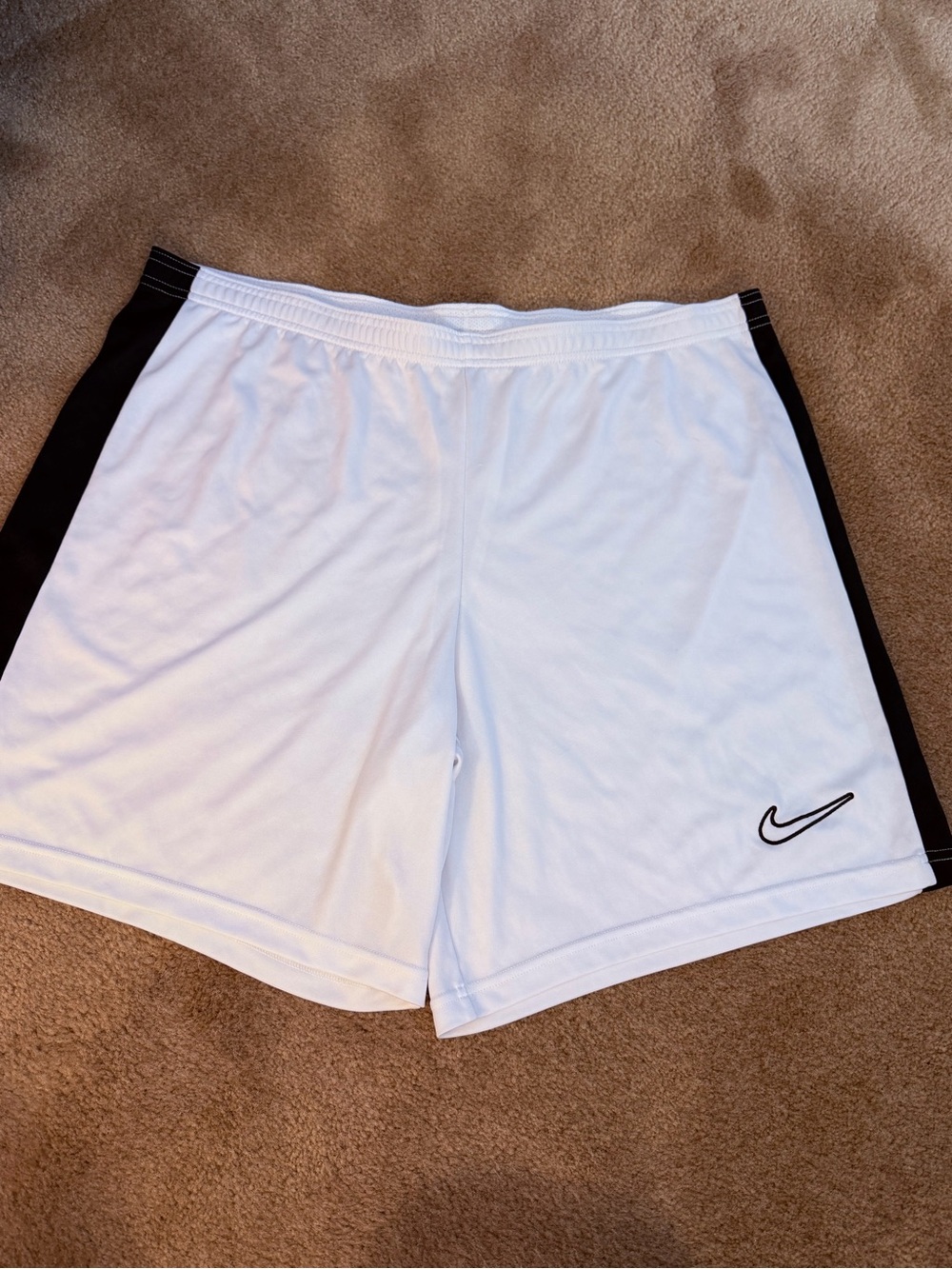 Nike White Athletic Soccer Shorts with Black Side Panels